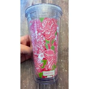 Lilly Pulitzer Pink Floral Flowers Tumbler Cup